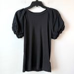 7 For All Mankind  Mix‎ Media Femme Eyelet Embroidered Puff Sleeve Top Black XS Photo 2