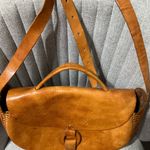 None Vintage Genuine Leather Crossbody Saddle Bag. Tan Boho Western Satchel / Hanmade Photo 1