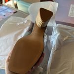 LISA VICKY Impress Block Heel Sandal Black Rattan Boho Woven Heel Size 10 Photo 3