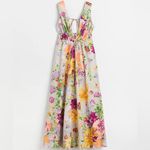 H&M  V-neck Plunge Back Linen Blend Floral Maxi Dress Photo 1