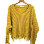 Young Fabulous and Broke - Yellow Thick Knit Fringe Tassel Oversized Sweater - M/L Photo 0