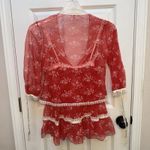 Victoria's Secret  Y2K Babydoll And Coverup Top Red Lace Lingerie Set Women Small Photo 1