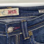 MER Dark Wash Distressed Intentionally Ripped Flare Leg Denim Jeans, Size 27 Photo 3