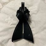 Bandolino  Slip On Wedge Heels Sandals Black Leather Women’s Size 6.5 Bow Detail Photo 7