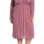 Abound NWT Mauve Pink Midi Dress Long Sleeve Plus Size 3X Photo 0