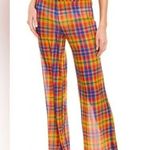 We Wore What  SMOCKED MESH PLAID PANTS COVER UP ORANGE AND BLUE SIZE medium 1892 Photo 0