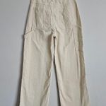 Forever 21 Cream Frayed Hem Wide Leg Carpenter Jeans Size XS Photo 4