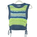 ZARA Striped Crochet Knit Sleeveless Vest Sweater Blue Yellow Green boho Size S Photo 1