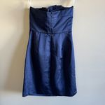 David's Bridal Blue Strapless Satin Mini Dress Pleated Womens Size 8 w/ P… Photo 3