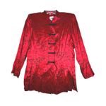 R & M Richards  Jacket Womens 14 Red Black Botanical Asian‎ Topper Satin Photo 0