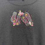 Karen Scott Womens T Shirt XL Black Flip Flop Beaded Summer Top Casual Beach Tee Photo 4
