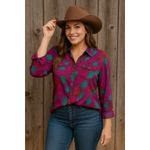 Rock 47 by Wrangler Multicolor Neon Leopard Snap Shirt Women's L Rodeocore Glam Pink Size L Photo 2