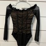 Charlotte Russe Black Ruched Long Sleeve Bodysuit Photo 2