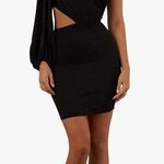 Amazon black LYANER one-shoulder long sleeve cut out bodycon cocktail mini dress Photo 2