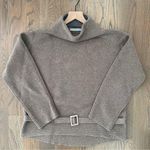 Vince Cashmere Wool Ribbed Funnel Neck Belted Sweater in Light Brown Size Small Photo 0