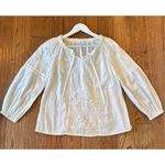Old Navy  cut work eyelet white tie neck blouse small Photo 2