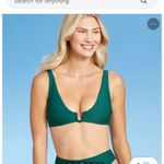 Shade & Shore Women's Square Wire Ribbed Triangle Bikini Top Evergreen Size XL Photo 1