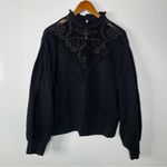 EXPRESS Mock Neck Puffy Sleeve Sweatshirt with Lace Detail Xlarge Photo 3