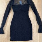 Windsor  Mini Dress Glitter Mesh Long Sleeves Sparks Fly Size XS Black Photo 5