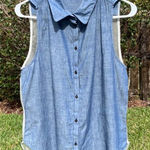 Elizabeth and James  Chambray Silk Top Size M Photo 0