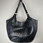 Brahmin  Jacqueline Melbourne Hobo Tote Croc Embossed Black Leather Large Bag Photo 6