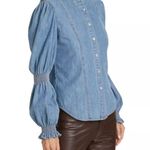 Veronica Beard  Dalton Puff Sleeve Button Down Shirt Photo 1