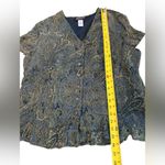 Jones New York  Silk Floral Paisley Blouse Lined V Neck Button Front Womens 18W Photo 7