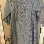 Mlle Gabrielle  Off The Shoulder Striped Dress w/Floral Embroidery Sleeve Detail. Photo 7