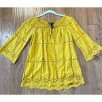 I.N.C. Yellow eyelet coverup or blouse xs/0 Photo 7