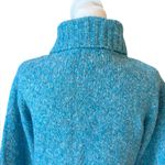 LL Bean Vintage Wool Blend Confetti Cable Knit Cardigan Sweater Womens Medium Blue Photo 5
