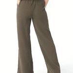 Lisa Rinna Collection Brown Crepe Gauze Muslin Full Length Wide Leg Pants Size 26W Photo 1