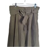 Madewell  Women’s Sz 8 Green Linen Blend High Rise Trendy Pleated Tie Waist Pants Photo 1