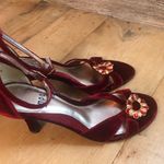 Impo Women’s  Pumps Velvet  Feel SZ 6 M Red With Unique Design At Bottom Leather Sole Photo 1