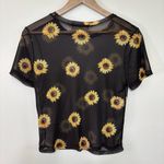 Cloud Dancer Sunflower Print Sheer Mesh Black Top Size M Size M Photo 4