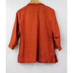 Chico's Silk Blazer Size 1 Medium Orange Long Sleeve Open Front Collar Women's Photo 2