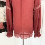 Johnny Was  Embroidered Peasant Blouse Rust Red Pink Sz S Photo 8