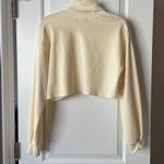 Adika Cream Turtleneck Cropped Velvet Sweater Photo 2