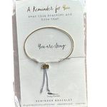 NEW LUCKY FEATHER 14K Gold Dipped Reminder Mantra Bracelet You Are Strong Photo 0