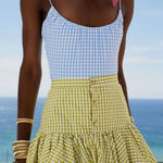 NWT Caroline Constas Reina Bubble Hem
Mini Skirt Pistachio Gingham Sz XS $340 Green Photo 0