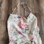 Sau Lee Frieda Silk Dress Size 8 Semi Sheer Sleeveless Open Back Floral Pink Photo 4