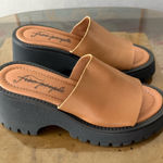 Free People  Winona Wedge Lug Heels Slip On Sandals in Brown Leather 37 Photo 0