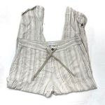 DASH Oatmeal Stripes Linen Blend Straight Leg Carpenter Utility Pants Size M Photo 0