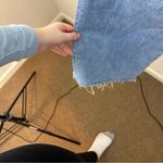 ZARA  Wide Leg Light Wash Pleated Raw Hem Jeans Size 6 Women's Photo 2