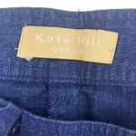 Kate Hill Cargo Pants Size 6 Navy Blue 100% Linen Wide Leg Utility Pockets Photo 8