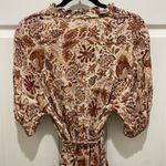 Olivaceous  Brown & Cream Floral Ruffle V-neck Mini Dress medium Photo 2