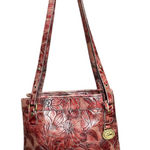 Brahmin Vintage  Red Floral Embossed Leather Shoulder Bag w/ Interior Storage Photo 0