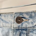 Paige  Women's Blue Light Wash Distressed Hem Side Slits Denim Mini Skirt Size 24 Photo 4