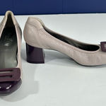 Hogan Taupe and Brown Mid Height Block Heel Pumps Size 36.5 or US 6.5 Photo 0