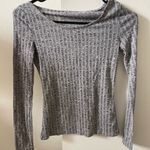 Grey ribbed long sleeve shirt Gray Size XS Photo 0