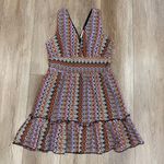 Ramy Brook  Zig-Zag Cami Knit Ruffle Mini Dress Size 6 Soho Multi Photo 2